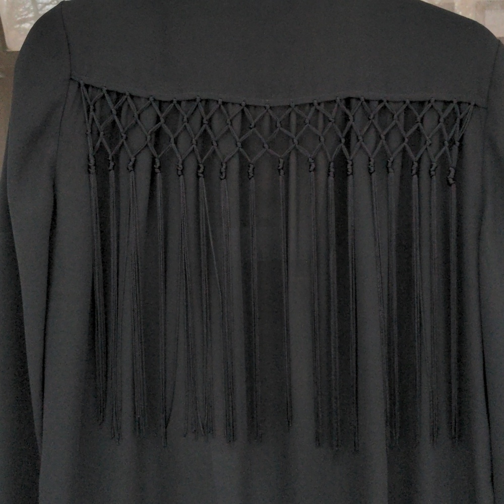 Chico's black semi sheer fringes kimono Size S - Picture 5 of 8